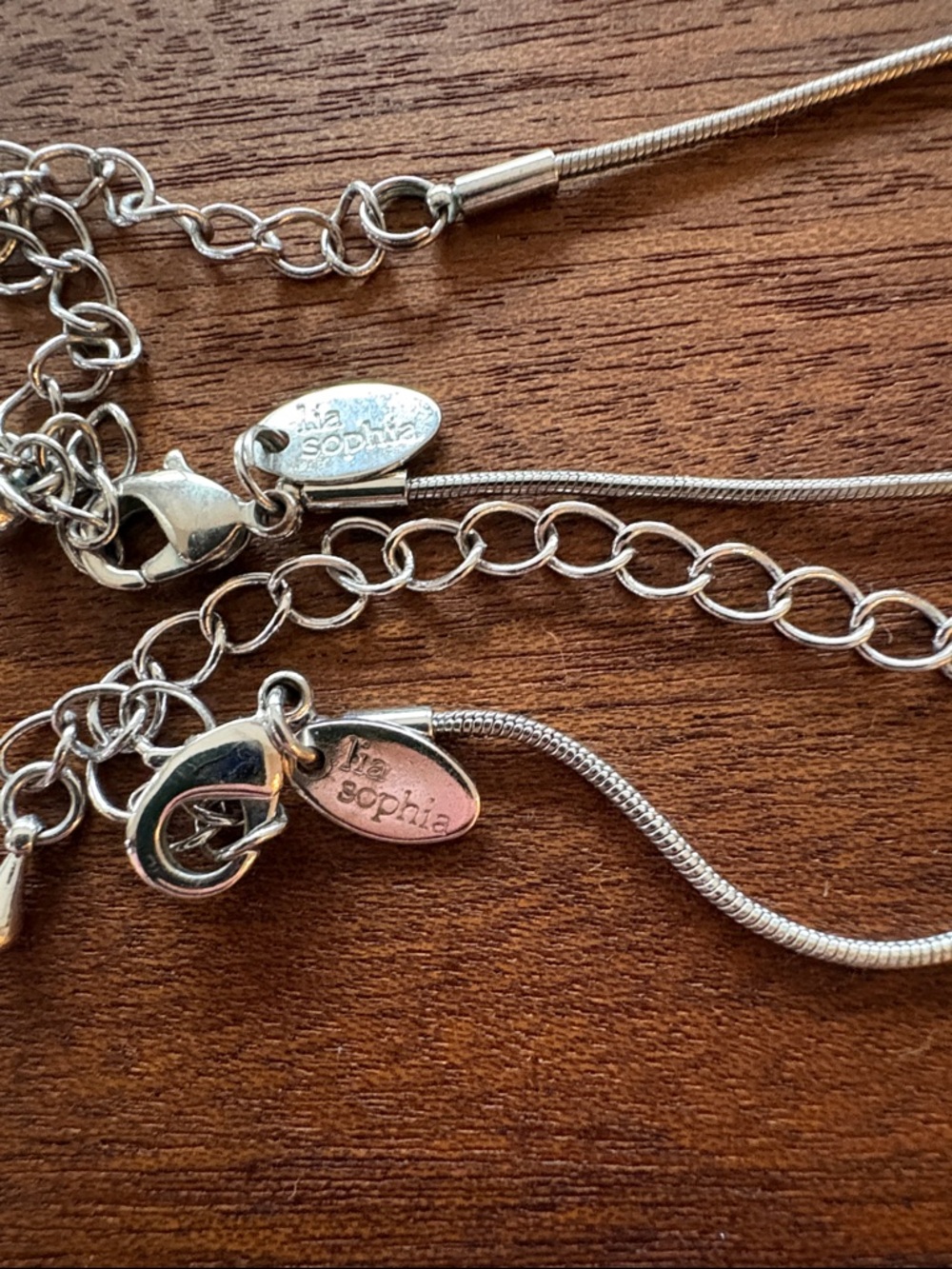 Lia Sophia Silver Teardrop Necklace with Lime Green Accent and Silver Pendant - Picture 3 of 7